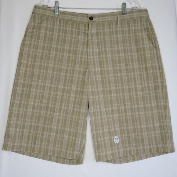 adidas* Men's 1.5" Belt Loop Multipocketed Plaid Flat Front Shorts~ Size‎ 36 - Picture 1 of 12